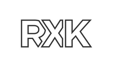 RXK logo tasarım şablonu güçlü ve modern kalın metinlerle. Basit ve minimal tipografi içeren ilk tabanlı vektör logosu. Modayı takip eden şirket kimliği markalar için ideal..