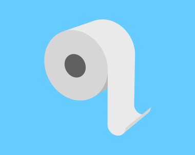 Parlak mavi bir arkaplan karşısında bir rulo kağıdın temiz, minimalist çizimi.