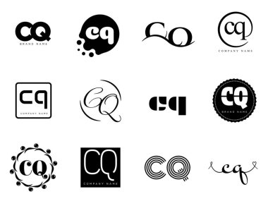 CQ logo şirketi şablonu. C ve Q logoti harfleri. Tasarım elemanları ile farklı klasik serif harfleri ve modern kalın metin ayarla. İlk yazı tipi tipografisi. Koleksiyon trend iş kimliği.