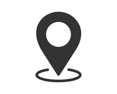 Basit konum imleci simgesi, düz tasarım, haritalama, navigasyon ya da ilgi odağı gösterme için kullanışlı. Modern, temiz vektör grafiği.