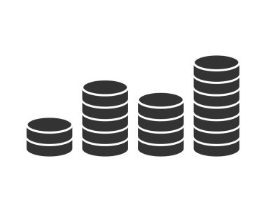 Bozuk para yığını artıyor. Finans, tasarruf, servet birikimi ve yatırım getirileri için büyüme konsepti. Minimalist ve temiz grafik. İş ve finans için kullan.