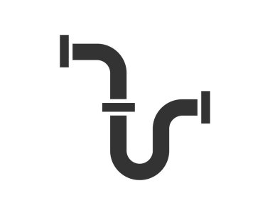 Beyazda izole edilmiş basit ve cesur bir tesisat tuzağı grafiği. Tesisat, bakım ya da inşaat sembolü. Temizlik ve ev iyileştirmesi için mükemmel..