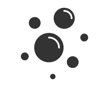 Minimalist grafik, baloncukları, temizliği ya da moleküler yapıları işaret eden siyah halkalar kümesini içeriyor. Bilim, hijyen ya da soyut kavramlar için çok yönlü. İzole edilmiş.