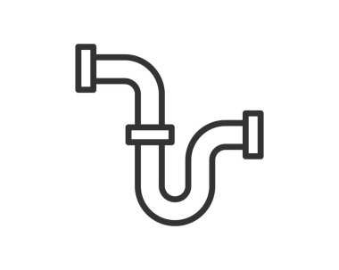 Su tesisatı tuzağının temiz çizgisi çizimi. Temizlik, su yönetimi ve ev onarımı sembolü. Bilgi grafikleri, uygulama tasarımı ve web simgeleri için mükemmel.