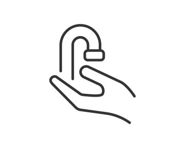 Musluğun altında el yıkamayı gösteren temiz vektör simgesi. Hijyen, sağlık, sağlık ve güvenlik yönergeleri için idealdir. Kamu sağlığı kampanyalarında veya eğitim materyallerinde kullanım.