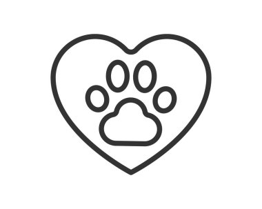 Kalp içine yerleştirilmiş bir pençe izinin yürek ısıtan sanat simgesi. Hayvanlara, evlat edinmeye, veterinerlik hizmetlerine olan sevgiyi temsil eder. Basit, grafik ve çok yönlü tasarım.
