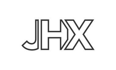 JHX logo tasarım şablonu güçlü ve modern kalın metinlerle. Basit ve minimal tipografi içeren ilk tabanlı vektör logosu. Modayı takip eden şirket kimliği markalar için ideal..