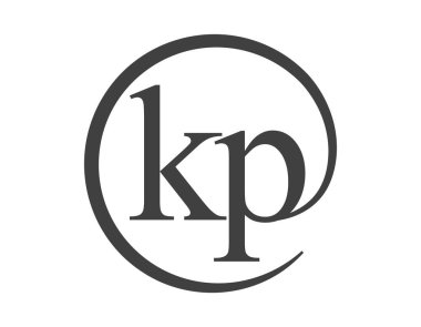 Daire şeklinde e-posta işareti tarzında iki harften oluşan KP logosu. K ve P marka kimliği için iş dünyasının logosu.