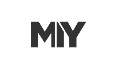 MIY logo tasarım şablonu güçlü ve modern kalın metinlerle. Basit ve minimal tipografi içeren ilk tabanlı vektör logosu. Modayı takip eden şirket kimliği markalar için ideal..