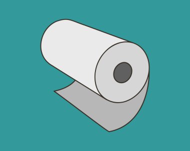 Temiz, minimalist bir kağıt rulosunun deniz mavisi bir arka planda yansıması. Tazelik kavramları, yeni başlangıçlar veya basit çözümler için mükemmel..