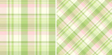 İki pastel yeşil ve pembe ekose desenli, bahar veya yaz tasarımları için mükemmel. Bu çok yönlü dokular yumuşak, kadınsı bir estetik sunar, tekstil, kırtasiye veya web geçmişi için idealdir.