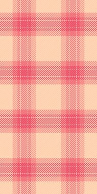 Idyllic vektör tekstil dokusu, modaya uygun kumaş deseni. Dikdörtgen tartan arkaplan kontrolü kırmızı ve şeftali rengi paletinde pürüzsüz.