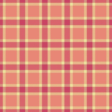 Canlı desenli tekstil arka planı, süs vektör kontrol dokusu. Aralık ekose kumaşı kırmızı ve sarı renk paletinde pürüzsüz.