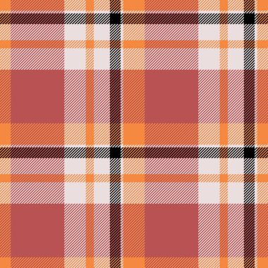 İç içe geçmiş turuncu, bej, kahverengi ve siyah çizgiler içeren sıcak renkli ekose desenler. Arkaplan, tekstil veya sonbahar tasarımları için ideal.