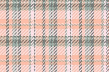 Kaliteli ekose şablon, kumaş vektörünü kusursuz yerleştirin. 1960 'ların tartan desenli arka plan tekstil turuncu ve sisli gül rengi paleti.