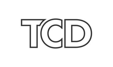 Güçlü ve modern kalın metinli TCD logo tasarım şablonu. Basit ve minimal tipografi içeren ilk tabanlı vektör logosu. Modayı takip eden şirket kimliği markalar için ideal..