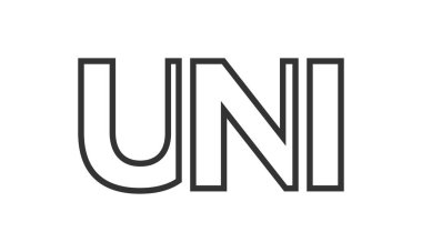 Güçlü ve modern kalın metinlerle UNI logo tasarım şablonu. Basit ve minimal tipografi içeren ilk tabanlı vektör logosu. Modayı takip eden şirket kimliği markalar için ideal..