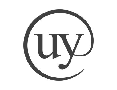 Daire şeklinde e-posta işareti tarzında iki harfli UY logosu. Marka kimliği için U ve Y yuvarlak şirket logosu.