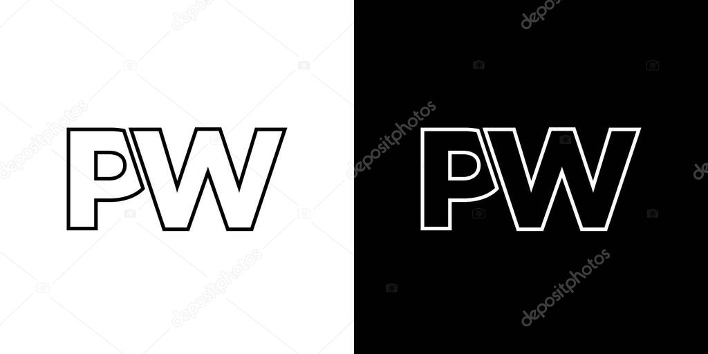 Trendy letter P and W, PW logo design template. Minimal monogram initial based logotype for company identity.