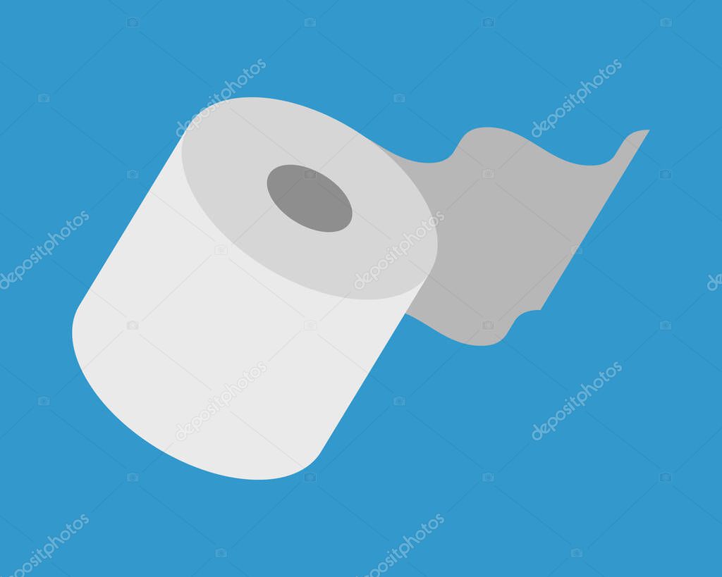 A minimalist graphic of a toilet paper roll against a vibrant blue backdrop.  The designs clean lines and simple colors evoke a sense of freshness and hygiene.
