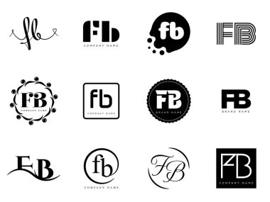 FB logo şirketi şablonu. F ve B harfleri logoti. Tasarım elemanları ile farklı klasik serif harfleri ve modern kalın metin ayarla. İlk yazı tipi tipografisi. Koleksiyon trend iş kimliği.