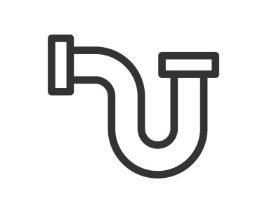 Bir drenaj borusu ya da tesisat sistemi elementini tasvir eden minimum, cesur bir sanat çizgisi çizimi. Hijyen, onarım ya da ev geliştirme kavramlarını temsil etmek için ideal.