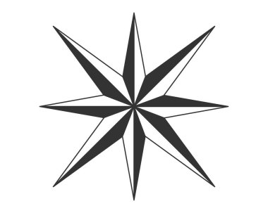 Minimalist, geometrik pusula gülü. Seyrüsefer, seyahat, macera ya da yol bulma kavramları için mükemmel. Temiz ve çok yönlü. Logo tasarımı, simgeler veya arkaplanlar için kullan.