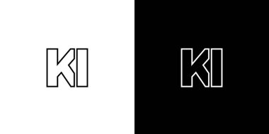 K harfi ve ben, KI logo tasarım şablonu. Şirket kimliği için asgari monogram tabanlı logotype.