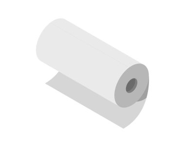 Kağıt rulonun temiz, minimalist izometrik çizimi. Basitlik, yeni başlangıçlar veya potansiyel kavramlarını temsil etmek için mükemmel..