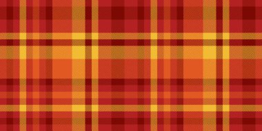 Sıcak turuncu ve kırmızı renklerde canlı sonbahar ekoseli desen. Hatalı temalı tasarımlar, tekstil baskıları, web sitesi geçmişi veya mevsimsel markalaşma için mükemmel.