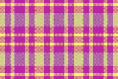 Parlak ekose desenli sarı, pembe ve mor. Kusursuz bir tekstil tasarımı arka plan, moda, el sanatları ve dijital sanat projeleri için mükemmel. Çok yönlü, göz alıcı..