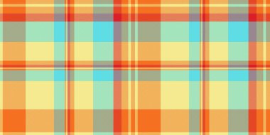 Canlı pastel ekose desenli neşeli turuncu, sarı ve su tonlarında. Tekstil tasarımı, moda, web siteleri ve ambalaj için mükemmel.