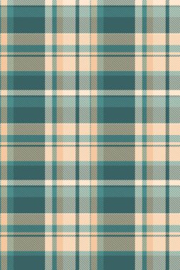 Şirin vektör tartan arka plan, panço kumaş dokusu. Kültürel kalıp, mavi ve turuncu renk paletinde kusursuz tekstil denetimi.