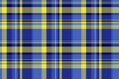 Mavi ve sarı tonlarda canlı turta deseni. Klasik kumaş dokusu. Özgeçmiş, tasarım ya da tekstil modelleri için kullan. Zamansız, çok yönlü tasarım ögesi.