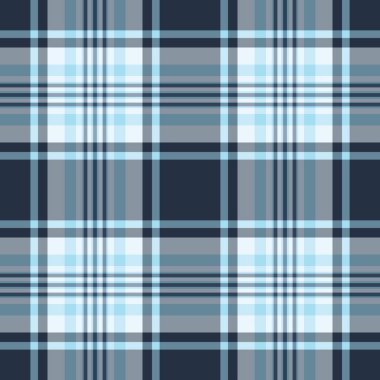 Maviler ve griler içinde klasik ekose desenli. Tekstil tasarımı, arka planlar ve modern grafik projeleri için kusursuz tekrarlayan tasarım. Çok yönlü zamansız.