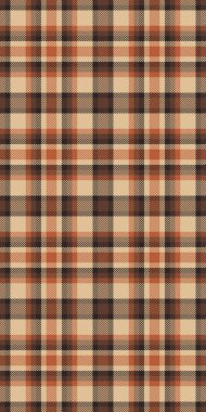 Sakin doku desenli tartan, Meksika arka plan vektör tekstili. Süslü kumaş turuncu ve koyu renk paleti ile kusursuz ekoseyi kontrol et.