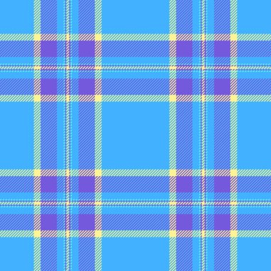 Canlı pastel ekose desenli, neşeli mavi, mor ve sarı renkli. Tekstil tasarımı, web sitesi geçmişi veya modayla ilgili projeler için mükemmel.