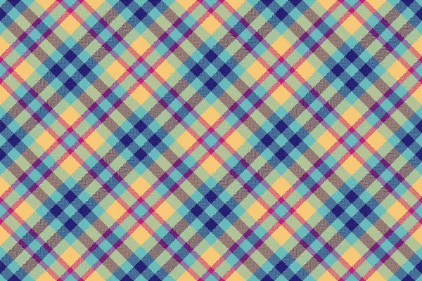 Mavi, şeftali ve mor renklerde canlı çapraz ekoseli desen. Tekstil tasarımı, moda, web sitesi geçmişi veya koleksiyon kitabı projeleri için mükemmel.