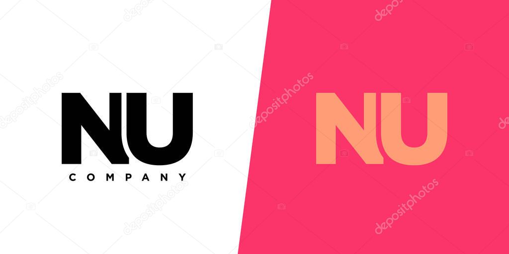 Trendy letter N and U, NU logo design template. Minimal monogram initial based logotype for company identity.