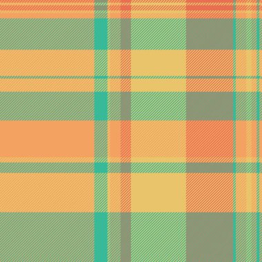 İp kumaş deseni, kumaş dokusu kontrolü. Kumlu kahverengi ve deniz mavisi renk paletinde giysisiz ekose vektör arkaplanı.