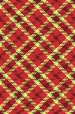 El yapımı tartan kumaş, okul desenli ekose kumaş. Kumaş vektörü, kırmızı ve sarı renk paletinde arkaplanı kontrol et.