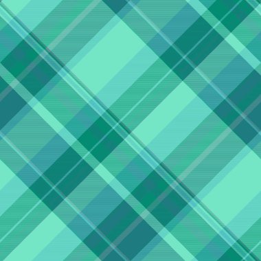 Karışık tartan arka plan vektörü, eşarp kumaş dokusu kontrolü. Yatak odası tekstil ekose desenli mavi ve cyan renk paletinde.