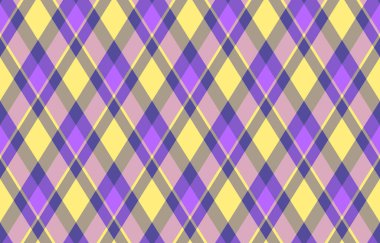 Argyle geometrik eşkenar dörtgenin kusursuz deseni. Harlequin duvar kağıdı tasarımını kontrol et. Web geçmişi için klasik elmas şekilli tekstil malzemesi, baskı kumaşı, kazak, ambalaj kağıdı, hediye kartı, davetiye.