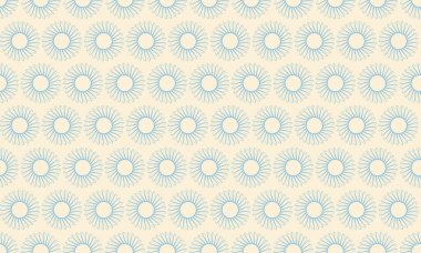 Krem arka planda zarif açık mavi güneş patlaması deseni. Tekstil tasarımı, duvar kağıdı, ambalaj ya da web sitesi geçmişi için mükemmel. Tekrarlanabilir tasarım iyimserliği ve sıcaklığı iletir.