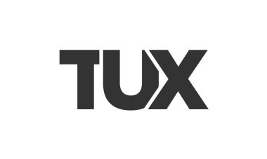 TUX logo tasarım şablonu güçlü ve modern kalın metinlerle. Basit ve minimal tipografi içeren ilk tabanlı vektör logosu. Modayı takip eden şirket kimliği markalar için ideal..
