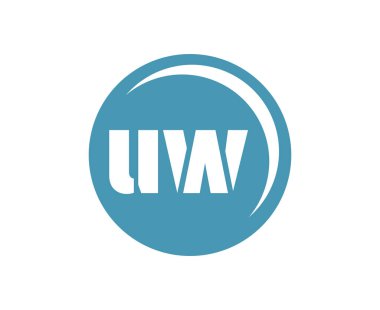 UW spor amblemi ya da takım logosu. Top dükkanı, spor şirketi, eğitim ve kulüp rozeti için baş harfi U ve W olan top logosu. Vektör illüstrasyonu.
