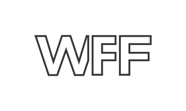 WFF logo tasarım şablonu güçlü ve modern kalın metinlerle. Basit ve minimal tipografi içeren ilk tabanlı vektör logosu. Modayı takip eden şirket kimliği markalar için ideal..