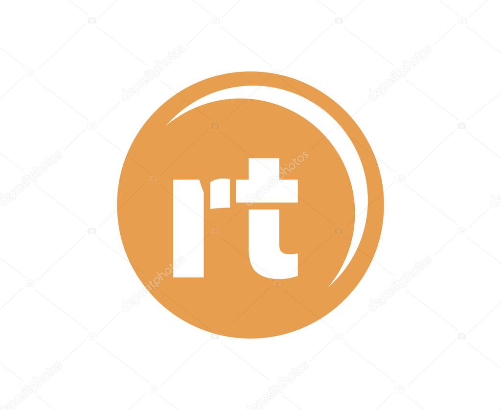 RT sport emblem or team logotype. Ball logo with a combination of Initial letter R and T for balls shop, sports company, training, club badge. Vector illustration.