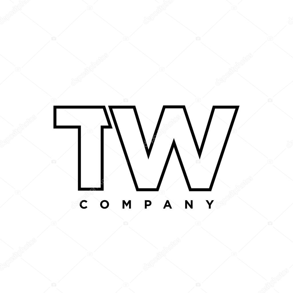 Trendy letter T and W, TW logo design template. Minimal monogram initial based logotype for company identity.