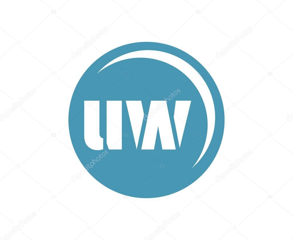UW sport emblem or team logotype. Ball logo with a combination of Initial letter U and W for balls shop, sports company, training, club badge. Vector illustration.